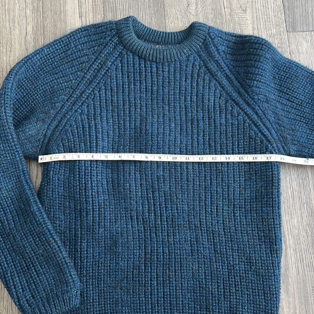 Wolsey | Turquoise 100% chunky wool made in Scotland knit fisherman sweater - Picture 5 of 9